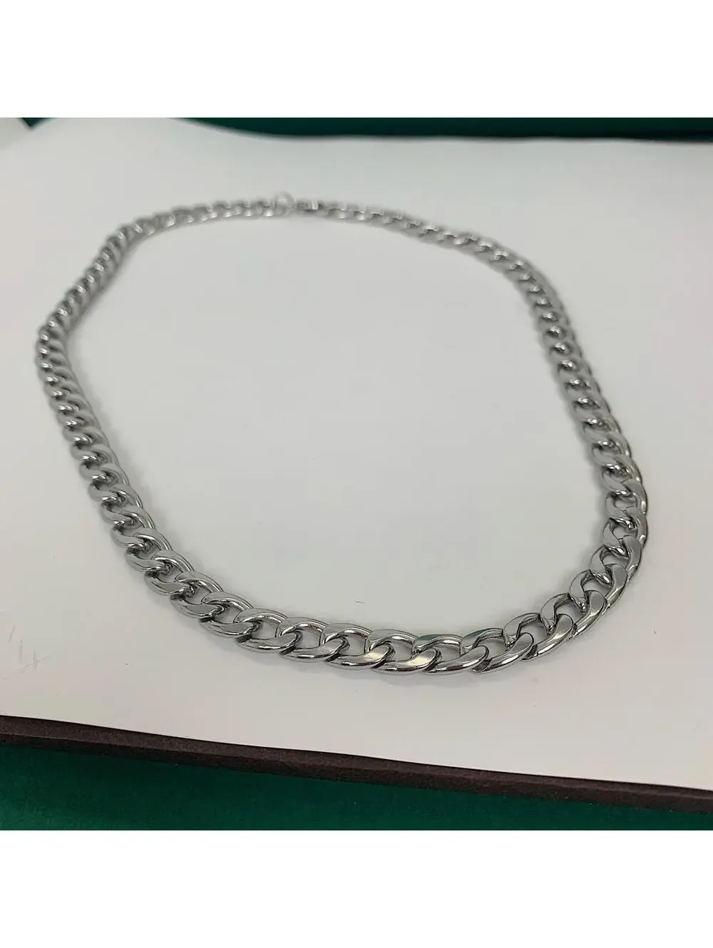High quality Y2k style Silver stainless steel 23.5 inch Cuban chain necklace